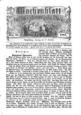 Wochenblatt für das christliche Volk Sonntag 15. November 1863