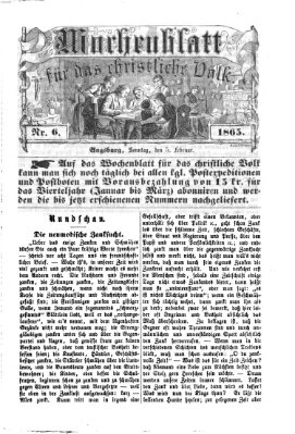 Wochenblatt für das christliche Volk Sonntag 5. Februar 1865