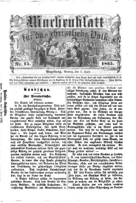 Wochenblatt für das christliche Volk Sonntag 9. April 1865