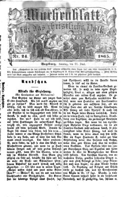 Wochenblatt für das christliche Volk Sonntag 11. Juni 1865