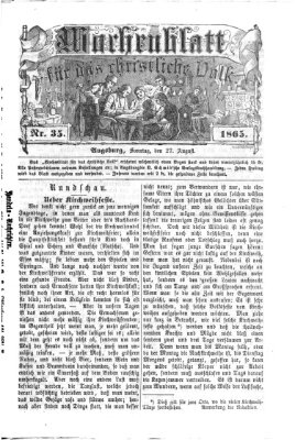 Wochenblatt für das christliche Volk Sonntag 27. August 1865