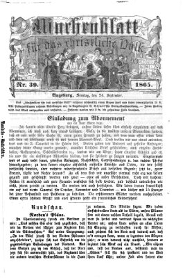 Wochenblatt für das christliche Volk Sonntag 24. September 1865