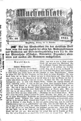 Wochenblatt für das christliche Volk Sonntag 12. November 1865