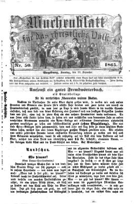 Wochenblatt für das christliche Volk Sonntag 10. Dezember 1865