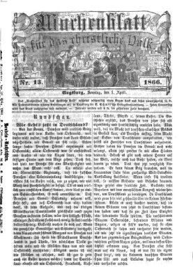 Wochenblatt für das christliche Volk Sonntag 1. April 1866