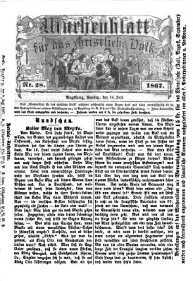 Wochenblatt für das christliche Volk Sonntag 14. Juli 1867