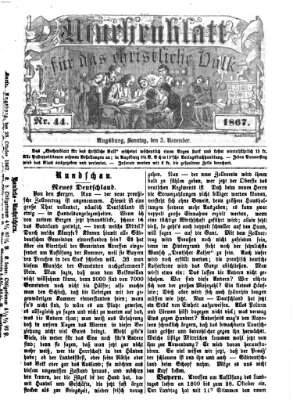 Wochenblatt für das christliche Volk Sonntag 3. November 1867