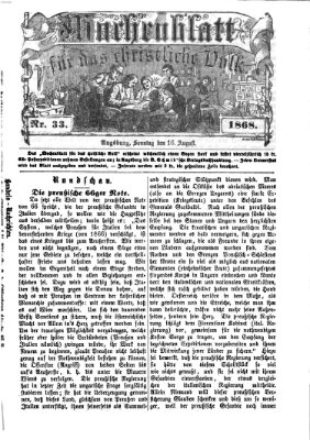 Wochenblatt für das christliche Volk Sonntag 16. August 1868