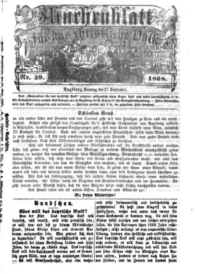 Wochenblatt für das christliche Volk Sonntag 27. September 1868