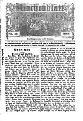 Wochenblatt für das christliche Volk Sonntag 15. November 1868