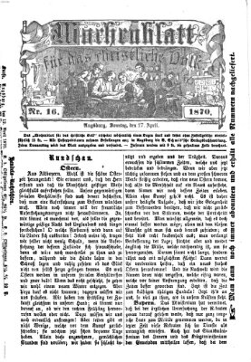 Wochenblatt für das christliche Volk Sonntag 17. April 1870