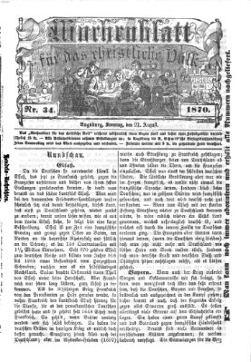 Wochenblatt für das christliche Volk Sonntag 21. August 1870