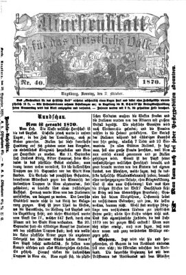 Wochenblatt für das christliche Volk Sonntag 2. Oktober 1870