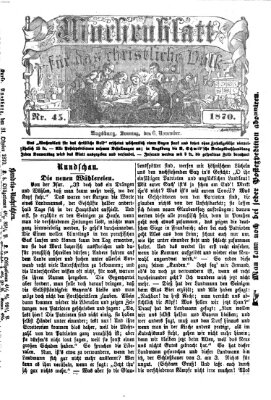 Wochenblatt für das christliche Volk Sonntag 6. November 1870