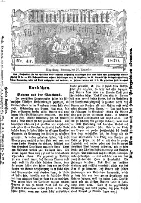 Wochenblatt für das christliche Volk Sonntag 20. November 1870