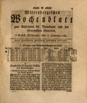 Wittenbergsches Wochenblatt zum Aufnehmen der Naturkunde und des ökonomischen Gewerbes Freitag 13. Januar 1769