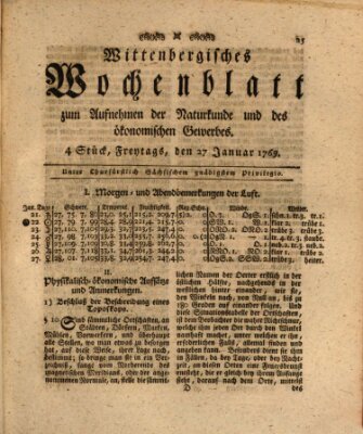 Wittenbergsches Wochenblatt zum Aufnehmen der Naturkunde und des ökonomischen Gewerbes Freitag 27. Januar 1769