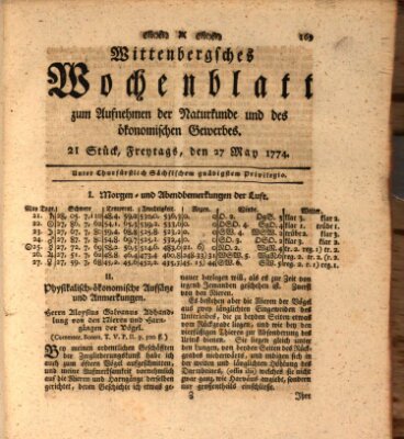 Wittenbergsches Wochenblatt zum Aufnehmen der Naturkunde und des ökonomischen Gewerbes Freitag 27. Mai 1774