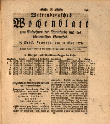 Wittenbergsches Wochenblatt zum Aufnehmen der Naturkunde und des ökonomischen Gewerbes Freitag 12. Mai 1775