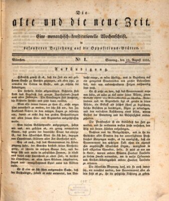 Die alte und die neue Zeit Sonntag 21. August 1831