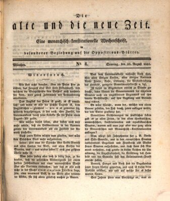 Die alte und die neue Zeit Sonntag 28. August 1831