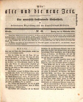 Die alte und die neue Zeit Freitag 23. September 1831