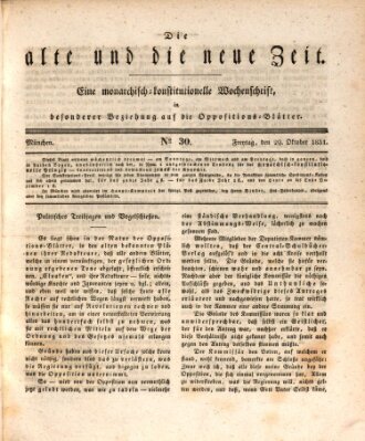 Die alte und die neue Zeit Samstag 29. Oktober 1831