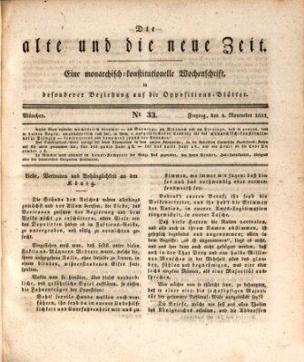 Die alte und die neue Zeit Freitag 4. November 1831