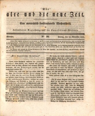 Die alte und die neue Zeit Freitag 18. November 1831