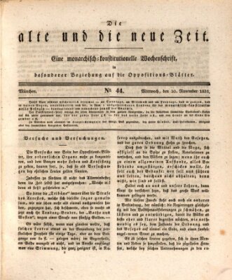 Die alte und die neue Zeit Mittwoch 30. November 1831