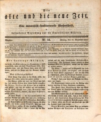 Die alte und die neue Zeit Freitag 23. Dezember 1831