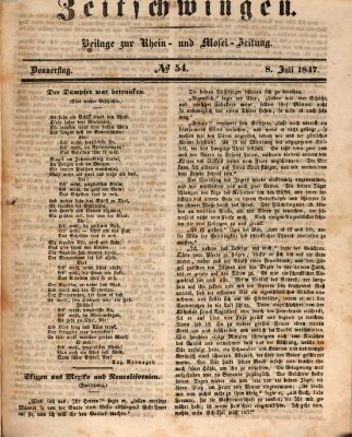 Zeitschwingen (Rhein- und Mosel-Zeitung) Donnerstag 8. Juli 1847