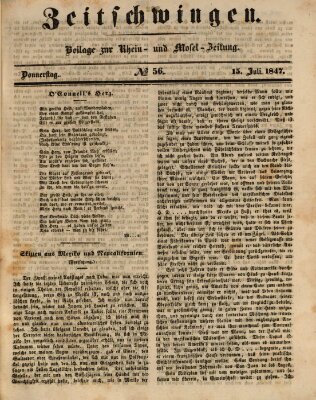 Zeitschwingen (Rhein- und Mosel-Zeitung) Donnerstag 15. Juli 1847