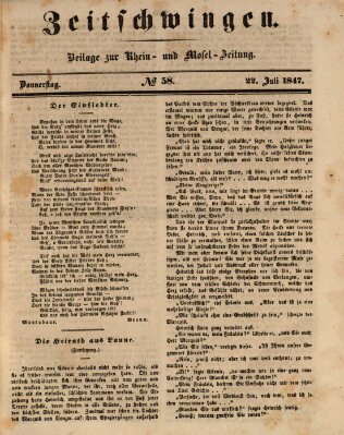 Zeitschwingen (Rhein- und Mosel-Zeitung) Donnerstag 22. Juli 1847