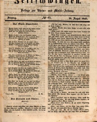 Zeitschwingen (Rhein- und Mosel-Zeitung) Sonntag 15. August 1847