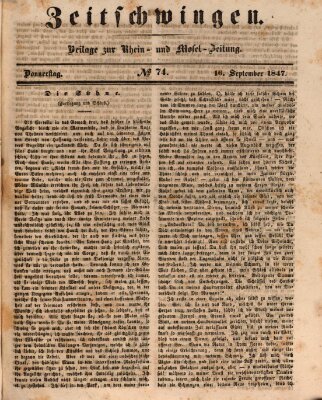 Zeitschwingen (Rhein- und Mosel-Zeitung) Donnerstag 16. September 1847