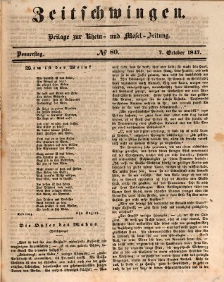 Zeitschwingen (Rhein- und Mosel-Zeitung) Donnerstag 7. Oktober 1847