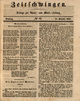 Zeitschwingen (Rhein- und Mosel-Zeitung) Sonntag 17. Oktober 1847