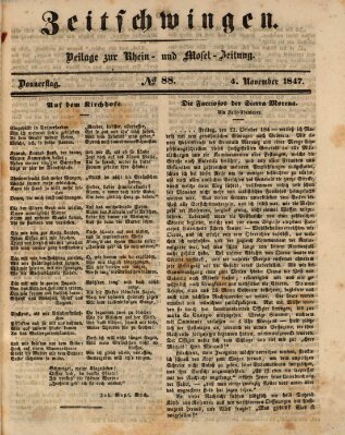 Zeitschwingen (Rhein- und Mosel-Zeitung) Donnerstag 4. November 1847