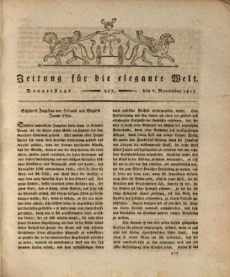 Zeitung für die elegante Welt Donnerstag 6. November 1817