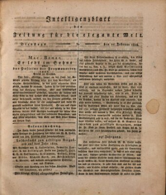 Zeitung für die elegante Welt Dienstag 10. Februar 1818