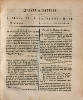 Zeitung für die elegante Welt Dienstag 7. April 1818