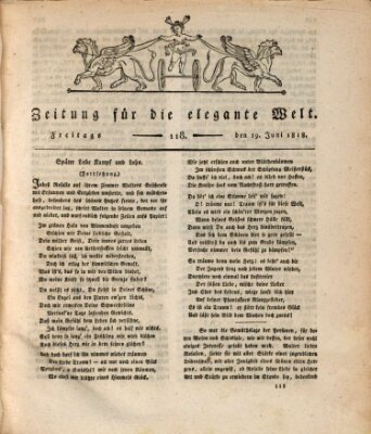 Zeitung für die elegante Welt Freitag 19. Juni 1818