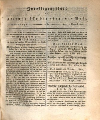 Zeitung für die elegante Welt Dienstag 11. August 1818