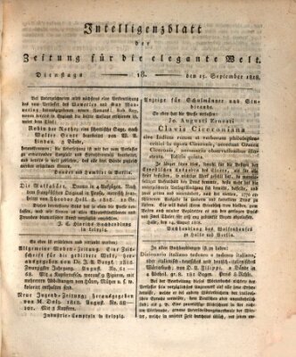 Zeitung für die elegante Welt Dienstag 15. September 1818