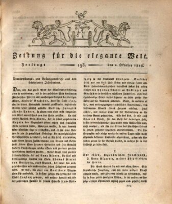 Zeitung für die elegante Welt Freitag 2. Oktober 1818