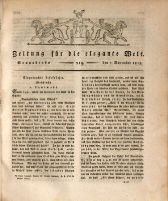 Zeitung für die elegante Welt Samstag 7. November 1818