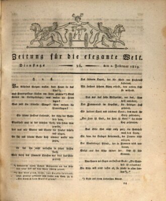 Zeitung für die elegante Welt Dienstag 2. Februar 1819