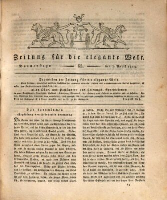 Zeitung für die elegante Welt Donnerstag 1. April 1819