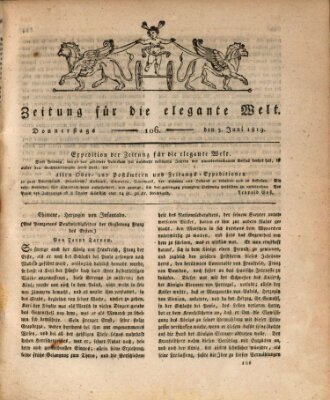 Zeitung für die elegante Welt Donnerstag 3. Juni 1819